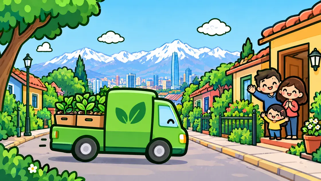 El camión de Plantin repartiendo en Santiago