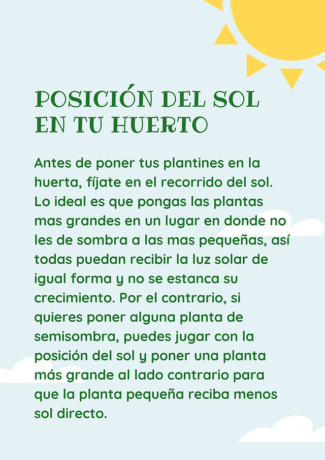 posición del sol en tu huerto