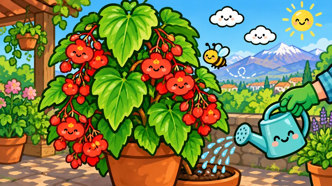 Begonia: flor de racimos para entrada y sombra