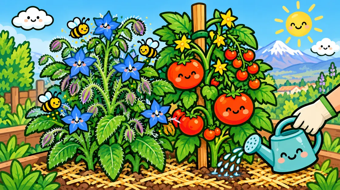 Borraja: la flor azul que atrae abejas y protege el tomate