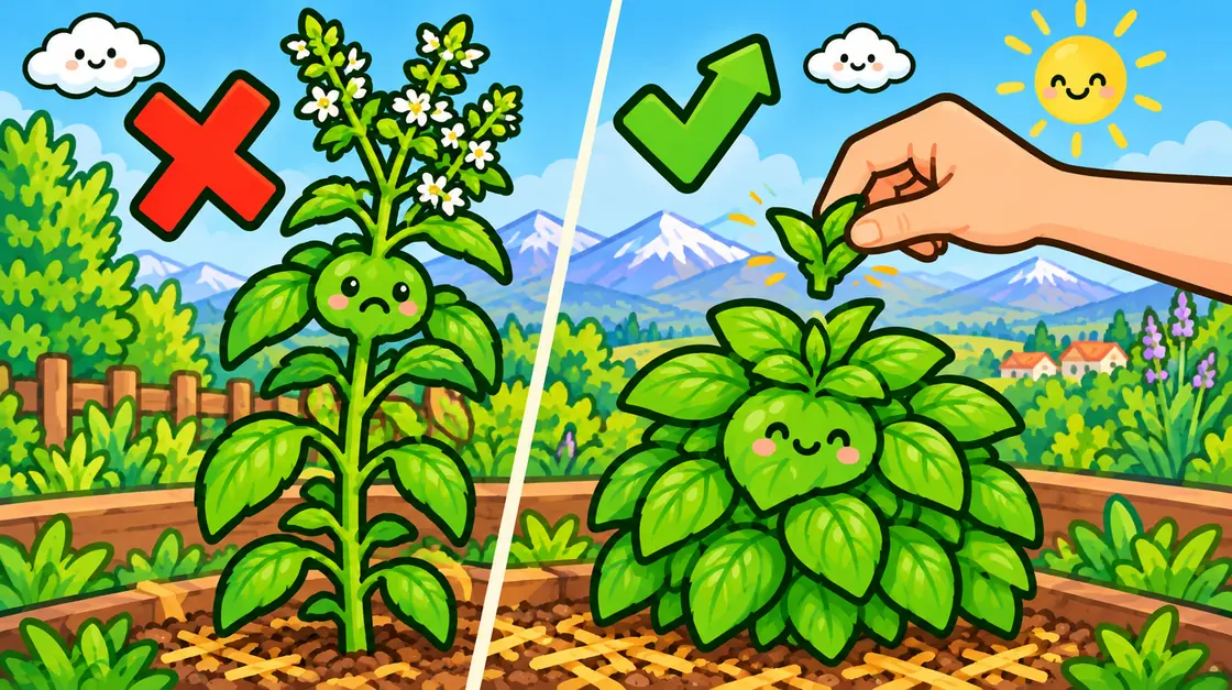 Albahaca que se fue a flor comparada con una albahaca tupida y pinzada en la punta
