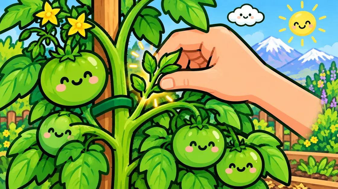 Desbrotar un tomate: sacar el chupón que nace entre el tallo y la rama