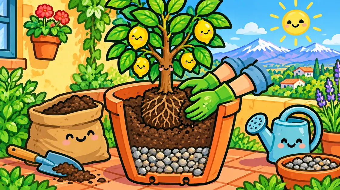 Plantar un limonero en maceta grande con drenaje de piedras al fondo
