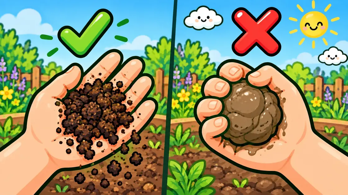 Prueba de la tierra en la mano: la buena se desarma, la arcillosa queda como una pelota