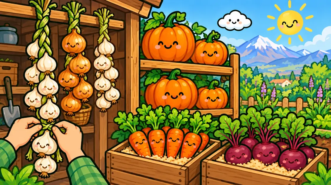Guardar la cosecha de invierno: cebollas, ajos, zapallos y verduras de raíz