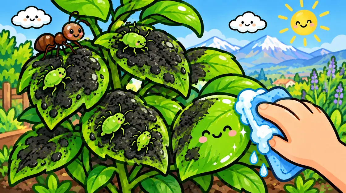 Hojas pegajosas y con polvo negro: melaza y fumagina