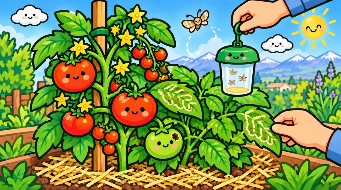 Polilla del tomate: hojas con túneles y frutos con gusano